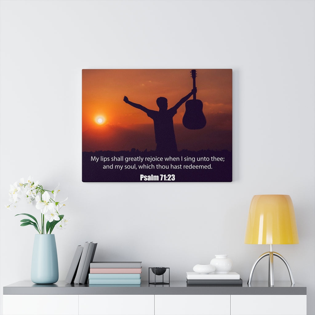 Scripture Walls Praise The Lord Psalm 71:23 Bible Verse Canvas Christian Wall Art Ready to Hang Unframed-Express Your Love Gifts