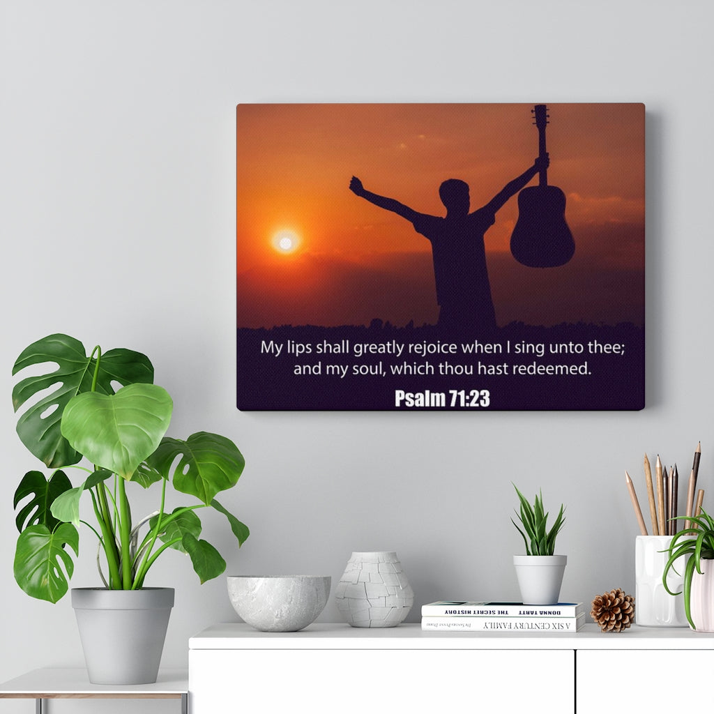 Scripture Walls Praise The Lord Psalm 71:23 Bible Verse Canvas Christian Wall Art Ready to Hang Unframed-Express Your Love Gifts