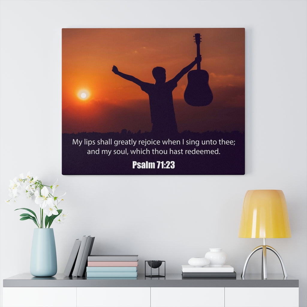 Scripture Walls Praise The Lord Psalm 71:23 Bible Verse Canvas Christian Wall Art Ready to Hang Unframed-Express Your Love Gifts