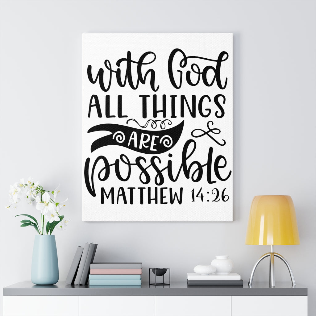 Scripture Walls Things Are Possible Matthew 14:26 Bible Verse Canvas Christian Wall Art Ready to Hang Unframed-Express Your Love Gifts