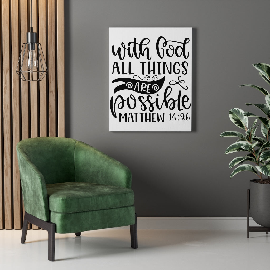 Scripture Walls Things Are Possible Matthew 14:26 Bible Verse Canvas Christian Wall Art Ready to Hang Unframed-Express Your Love Gifts