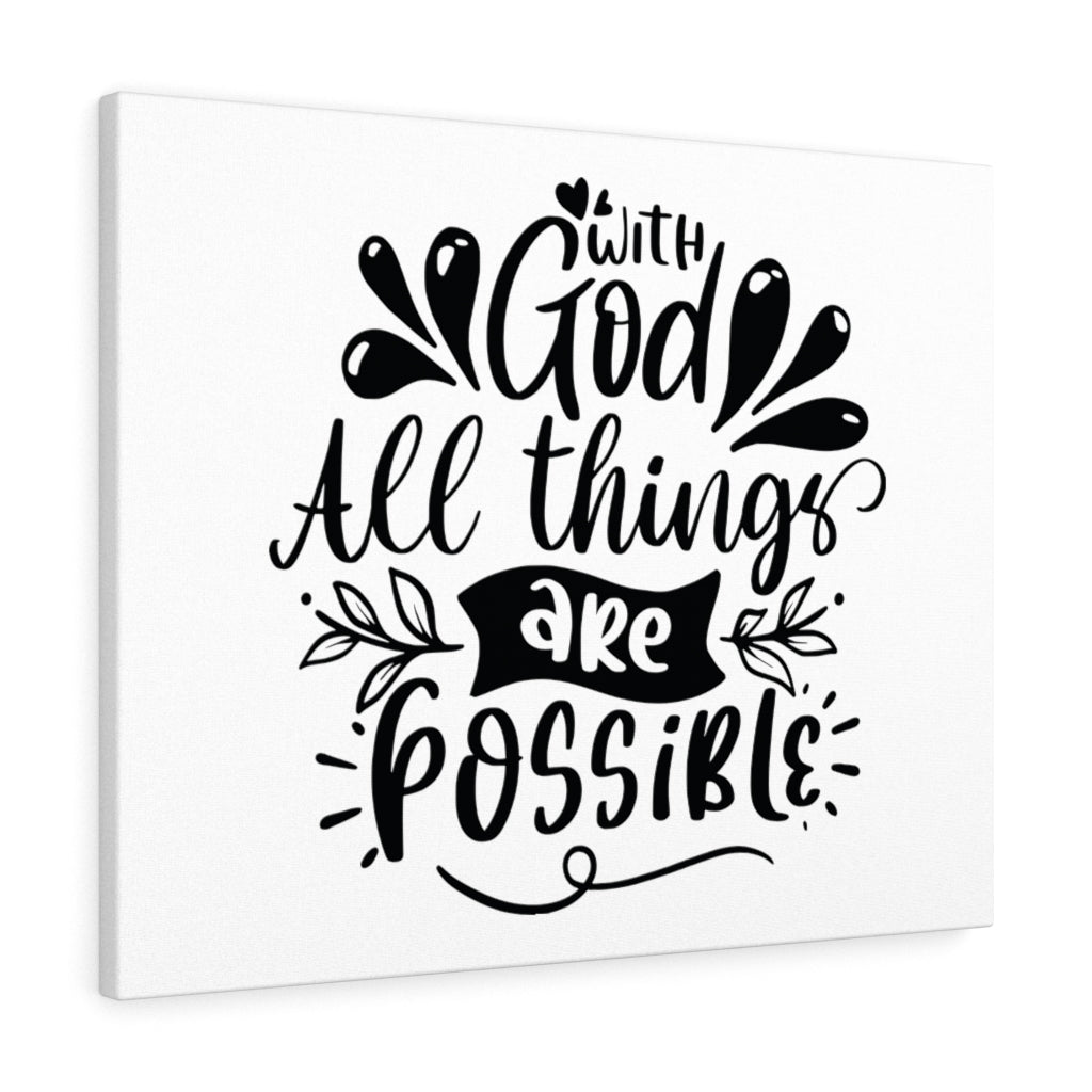 With God All Things Are Possible Bible Verse Canvas Christian Wall Art Ready to Hang Unframed-Express Your Love Gifts