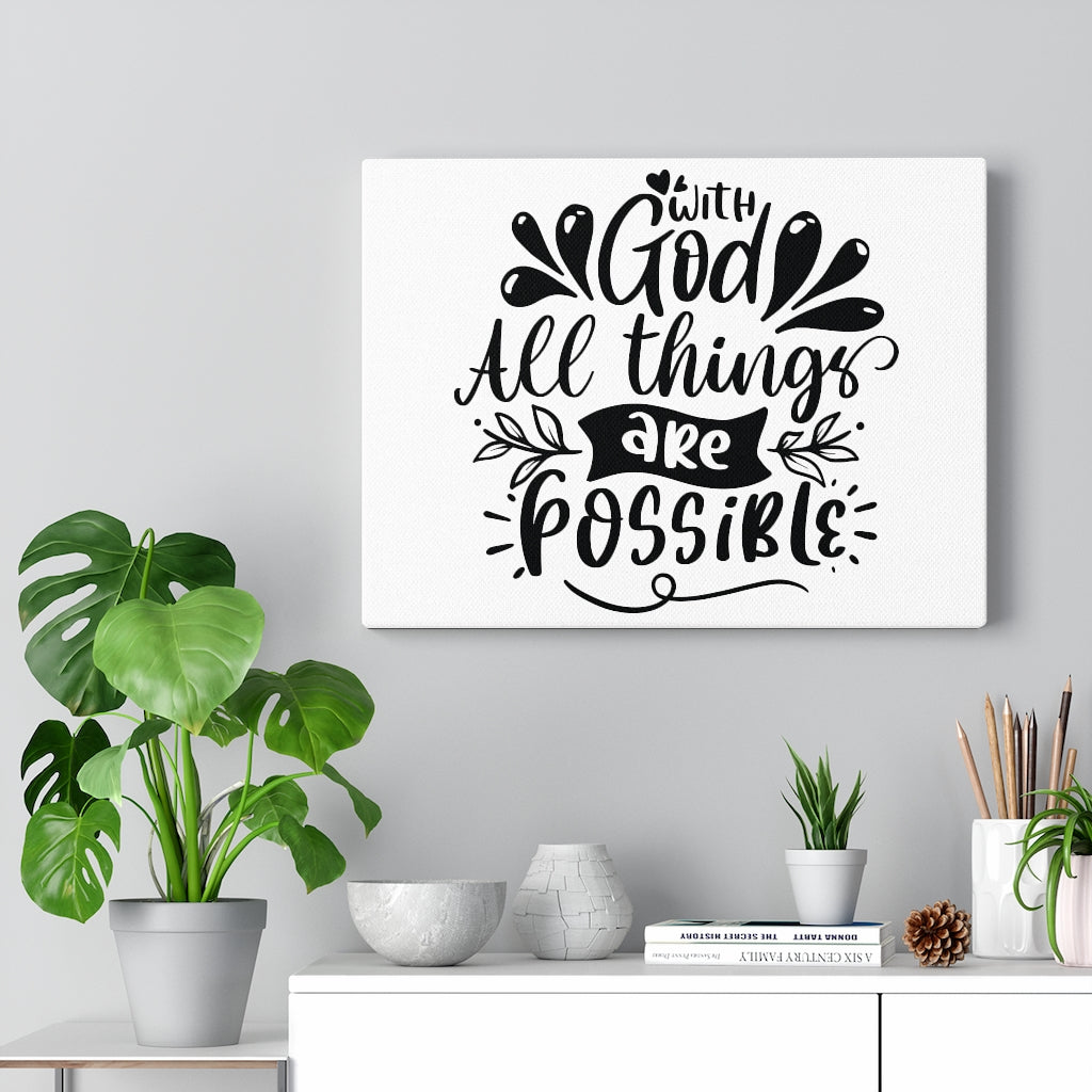 Scripture Walls With God All Things Are Possible Bible Verse Canvas Christian Wall Art Ready to Hang Unframed-Express Your Love Gifts