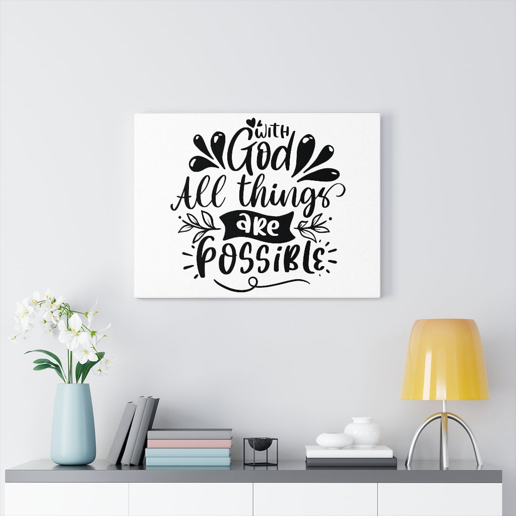 Scripture Walls With God All Things Are Possible Bible Verse Canvas Christian Wall Art Ready to Hang Unframed-Express Your Love Gifts