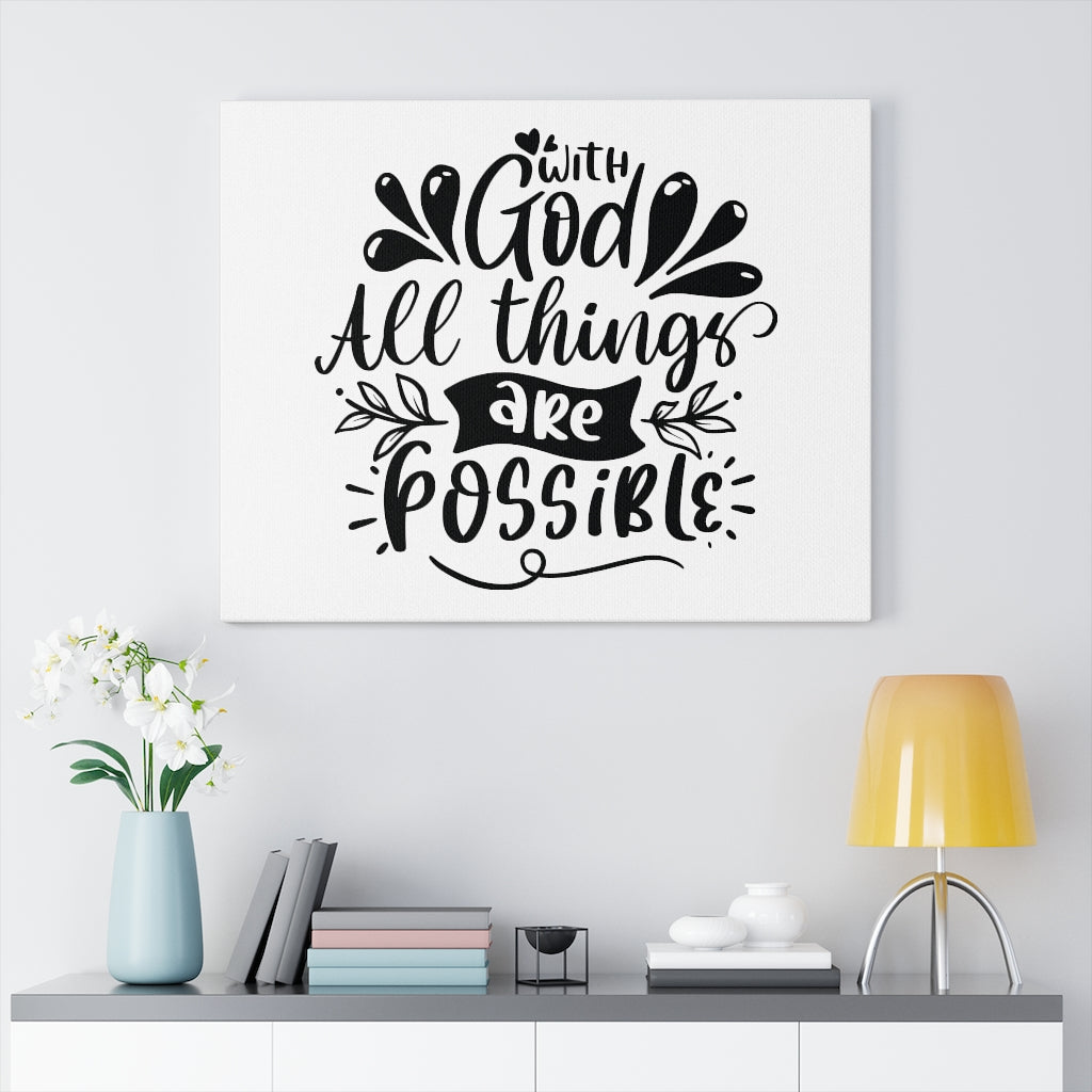 Scripture Walls With God All Things Are Possible Bible Verse Canvas Christian Wall Art Ready to Hang Unframed-Express Your Love Gifts