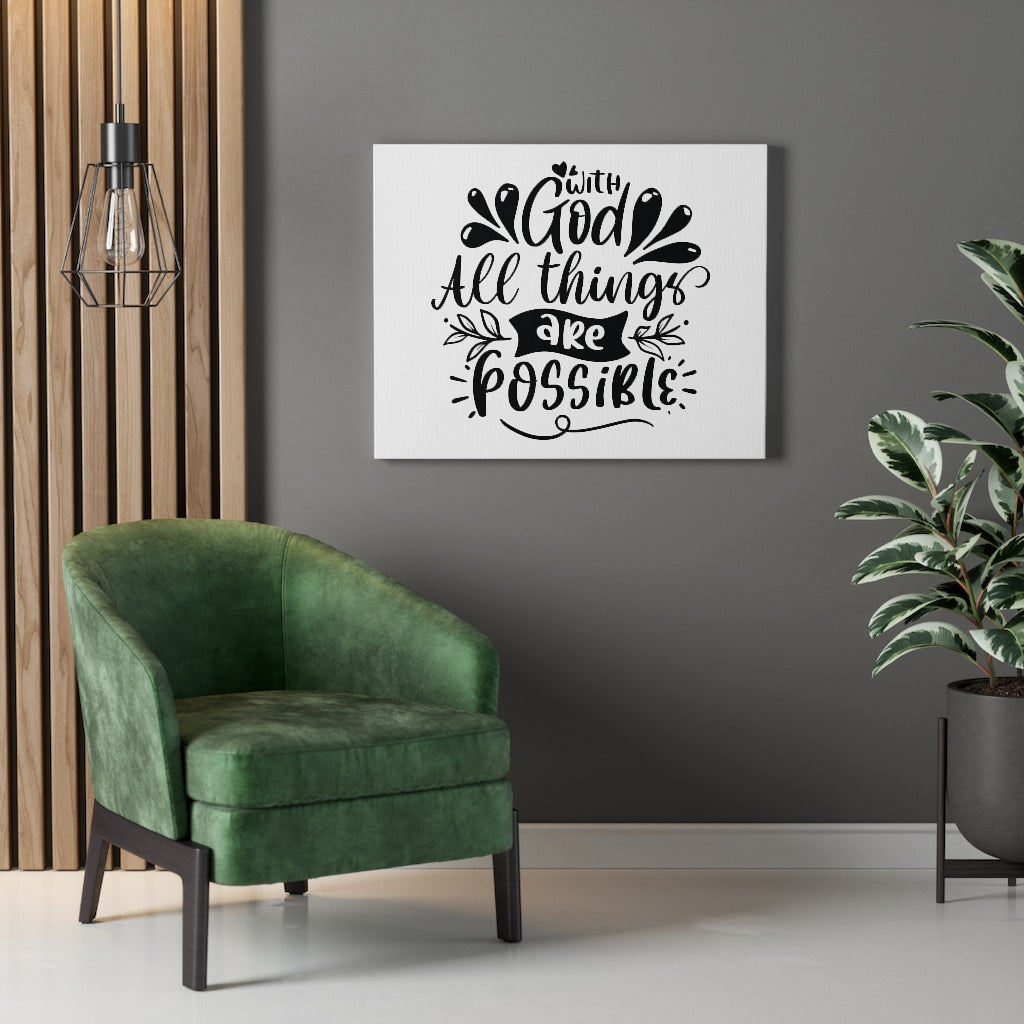 Scripture Walls With God All Things Are Possible Bible Verse Canvas Christian Wall Art Ready to Hang Unframed-Express Your Love Gifts