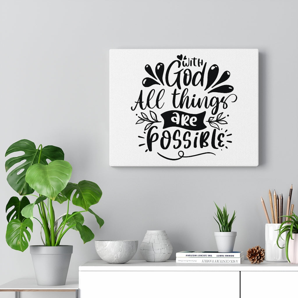 Scripture Walls With God All Things Are Possible Bible Verse Canvas Christian Wall Art Ready to Hang Unframed-Express Your Love Gifts